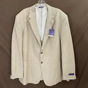 NWT Alan Flusser Mens Sz XL Tan Linen Blend Blazer
